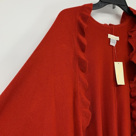 Collection Eighteen Cardigan Womens One Size Red Open Ruffle Waterfall Cape NWT - Picture 4 of 10